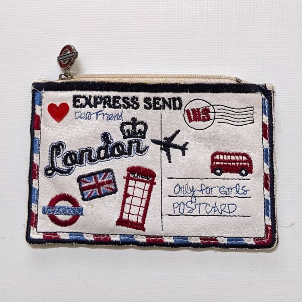 With Love, London Embroidered Postcard Mini Pouch